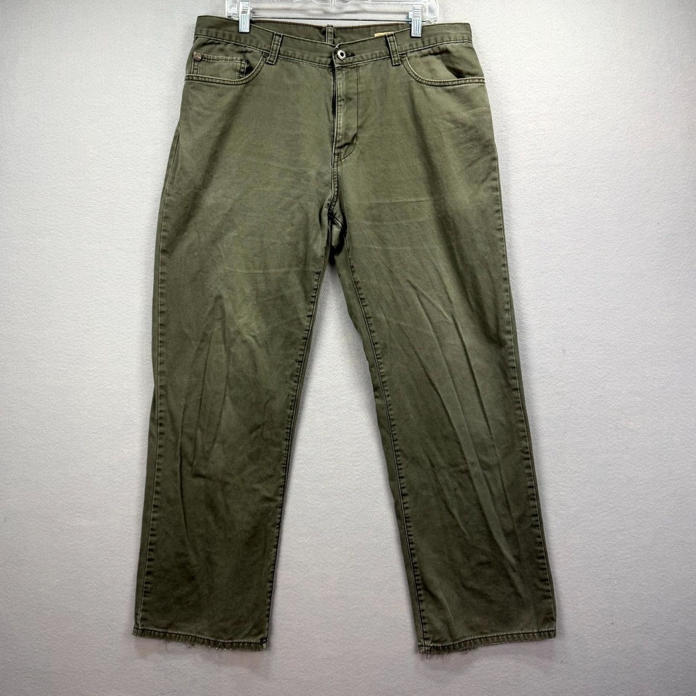 Timberland Pants Mens 36x32 Green Canvas Pants Streetwear Straight Leg Utility